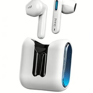 Auriculares HTC NE49 AI con traducción – Bluetooth 6.0, 45ms, 134 idiomas, 40h de autonomía. Calidad de sonido HiFi+sonido envolvente 360°, Bluetooth 6.0, latencia ultrabaja, llamadas en alta definición,impermeabilidad IPX5, compatibles con iOS y Android